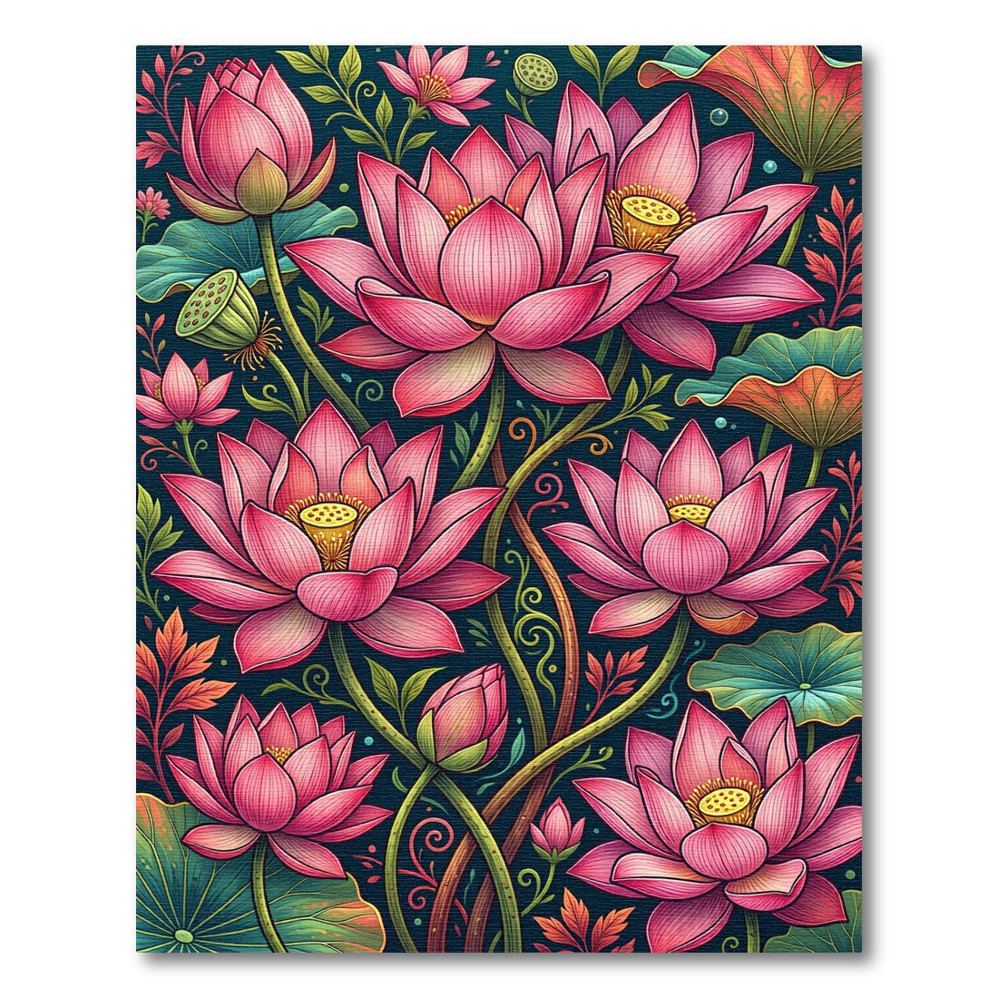 Vibrant Pink Lotus Floral Art Rug