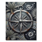 Celestial Compass Palm Navy Gold Rug