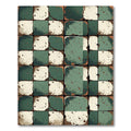 Distressed Sage Green Gingham Grid Block Rug