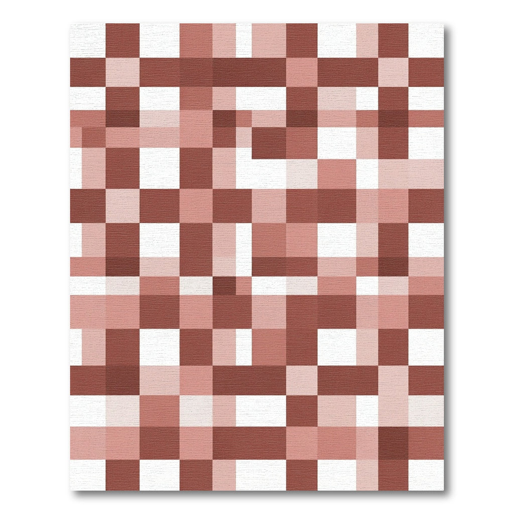 Terracotta White Block Check Rug