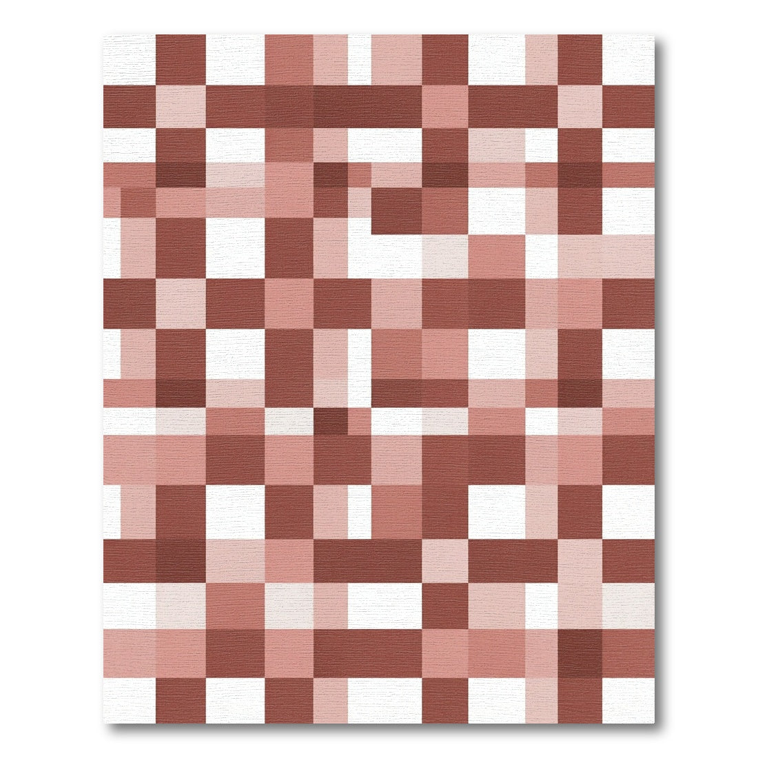 Terracotta White Block Check Rug