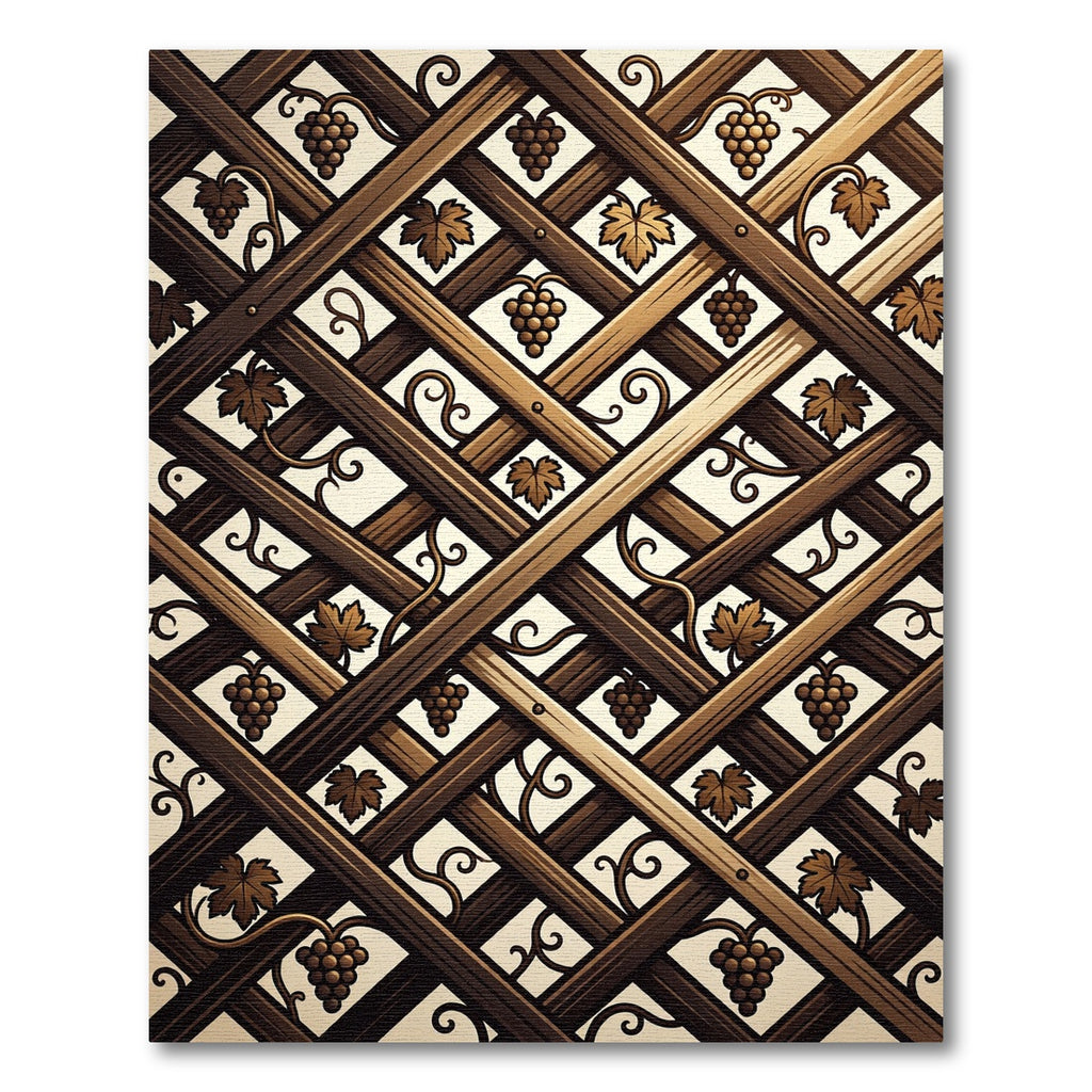 Wooden Trellis Grape Vine Accents Rug