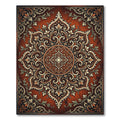 Ornate Terracotta Floral Medallion Scroll Rug