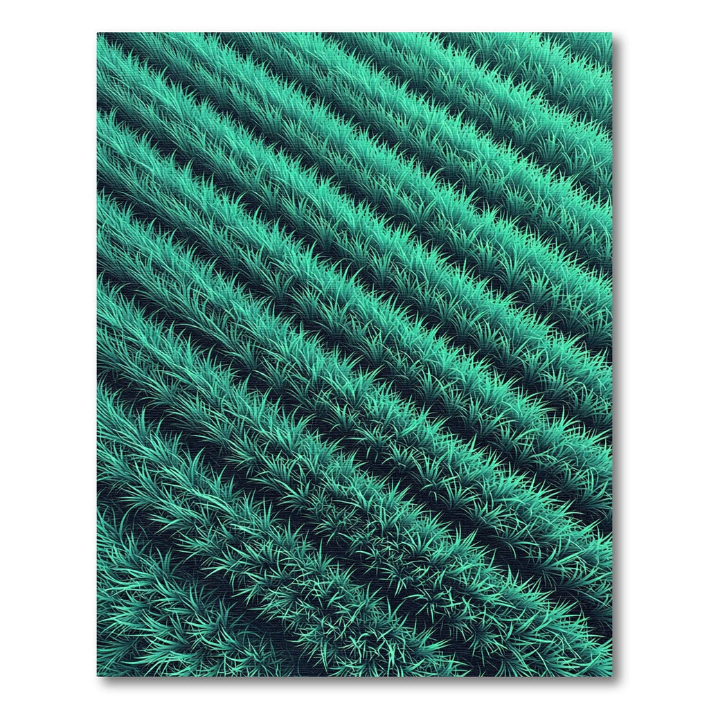 Lush Teal Grass Field Waves Rug