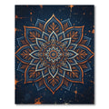 Dark Teal Orange Floral Mandala Rug