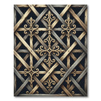 Antique Wood Grid Fleur-de-lis Lattice Rug