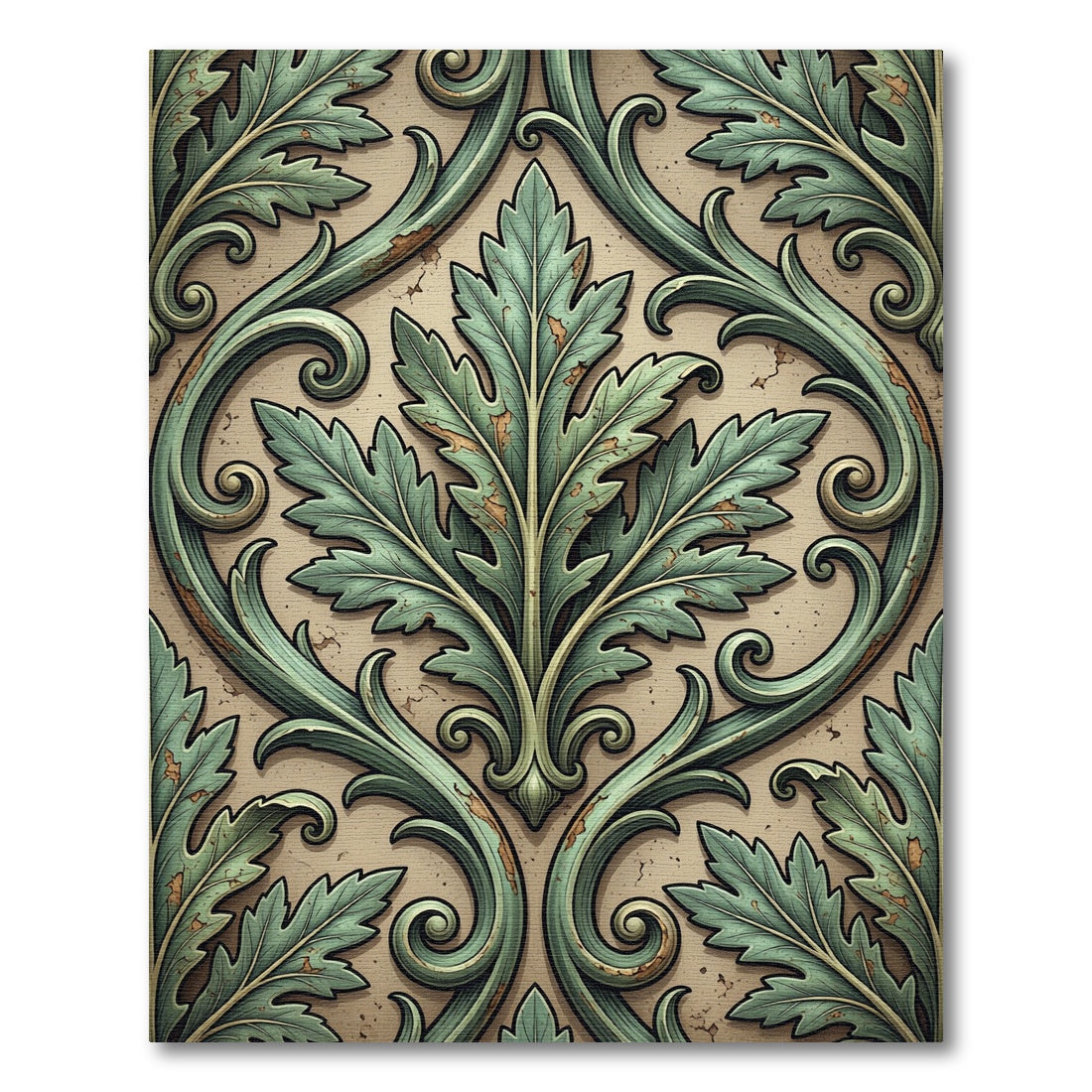 Verdant Acanthus Swirl Leaf Rug