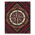 Geometric Compass Medallion Crimson Black Rug