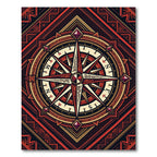 Geometric Compass Medallion Crimson Black Rug