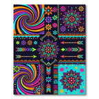 Vibrant Neon Medallion Flower Arrow Rug