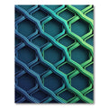 Gradient Blue Green Interlocking Geometric Mesh Rug