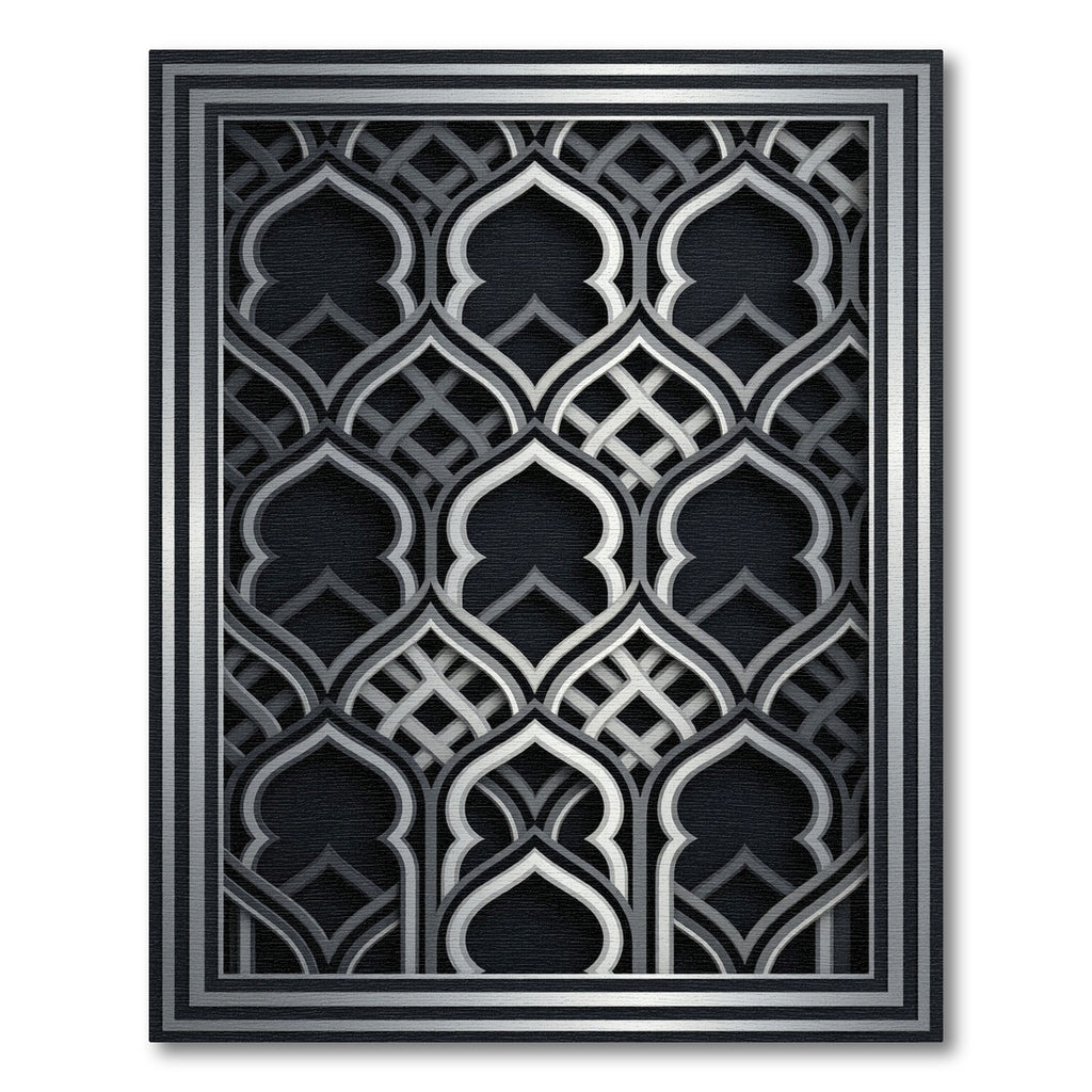 Sophisticated Silver Architectural Lattice Arch Rug