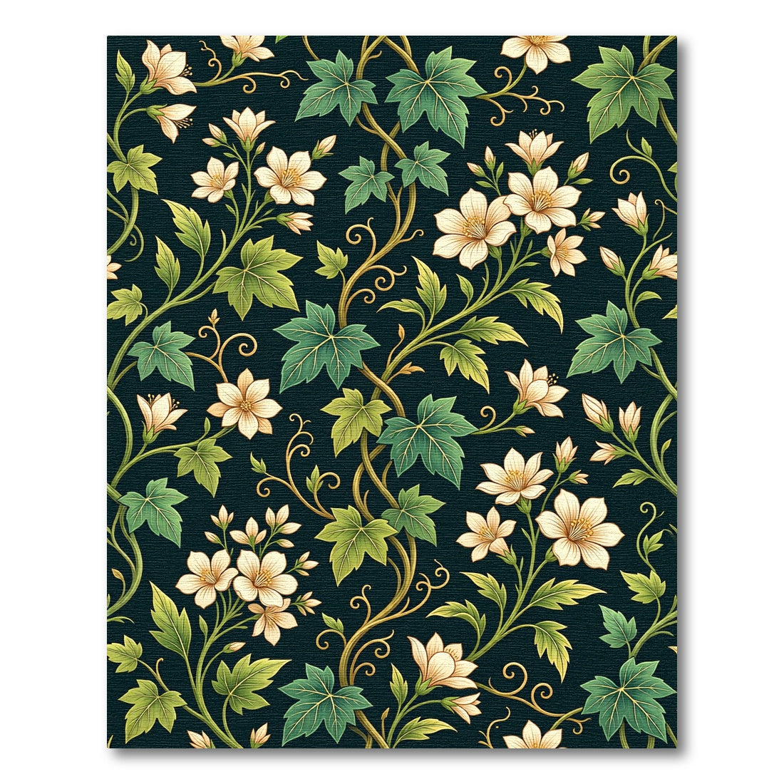 Elegant Cream Floral Ivy Vine Rug