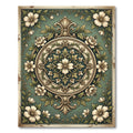 Vintage Sage Floral Medallion Scroll Rug