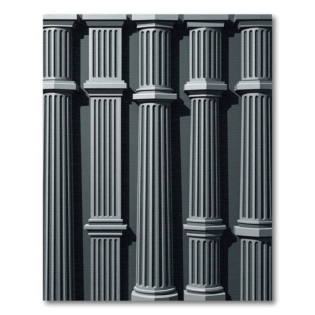 Sophisticated Gray Neo-Classical Column Architectural Rug