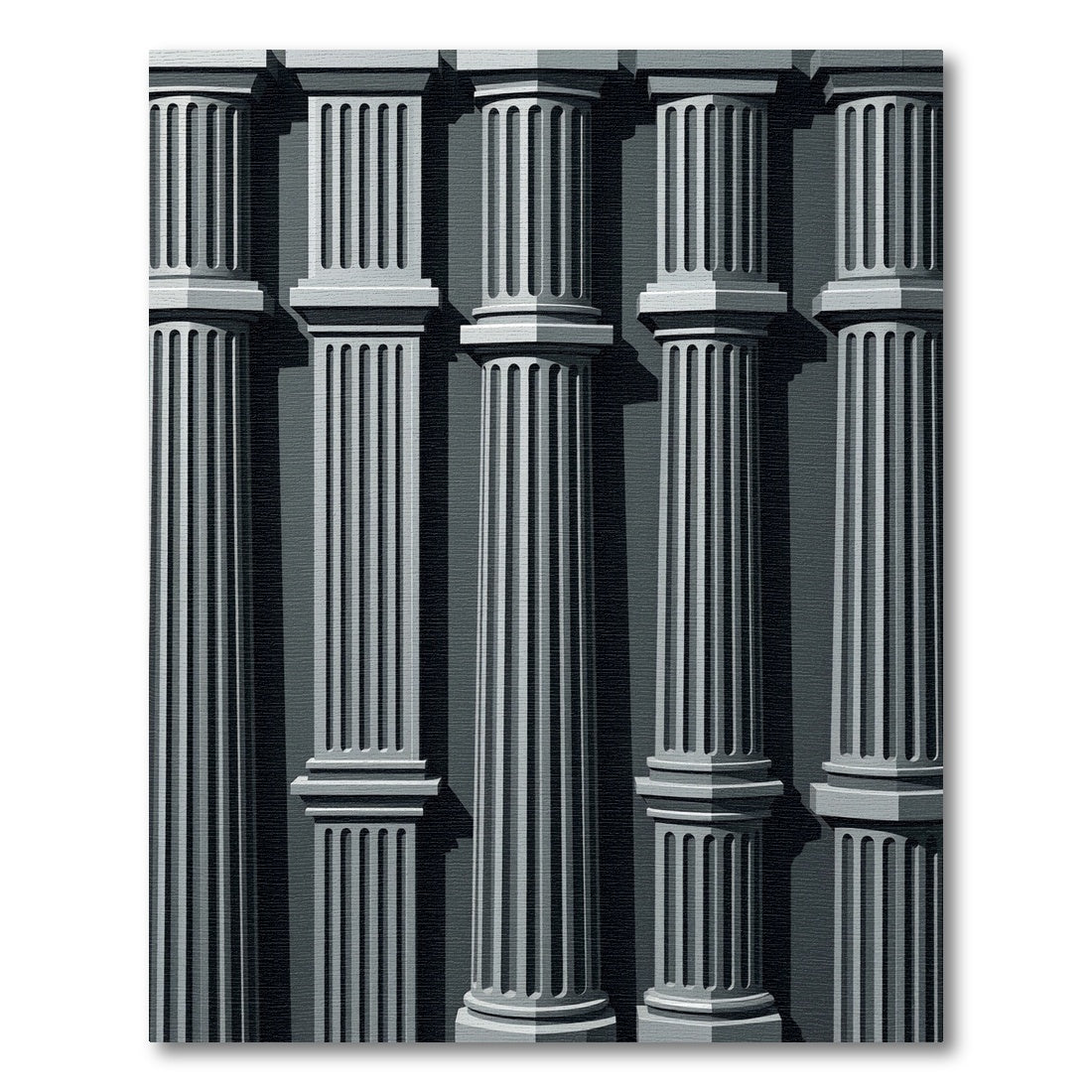 Sophisticated Gray Neo-Classical Column Architectural Rug
