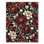 Dark Crimson Peony Botanical Flourish Rug