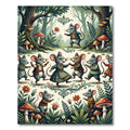Whimsical Forest Mouse Narrative Folk Scene Rug