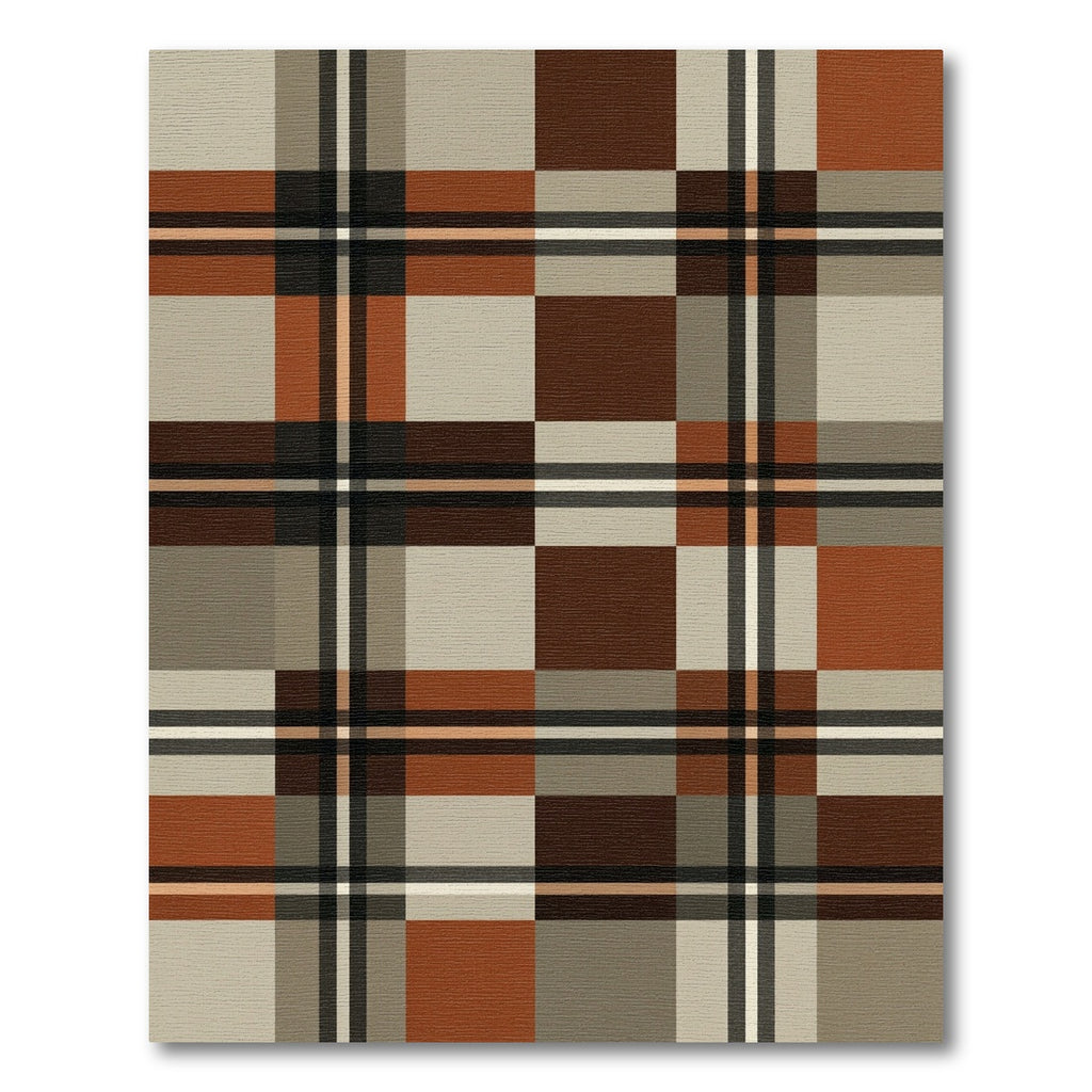 Modern Earthy Tonal Plaid Check Rug