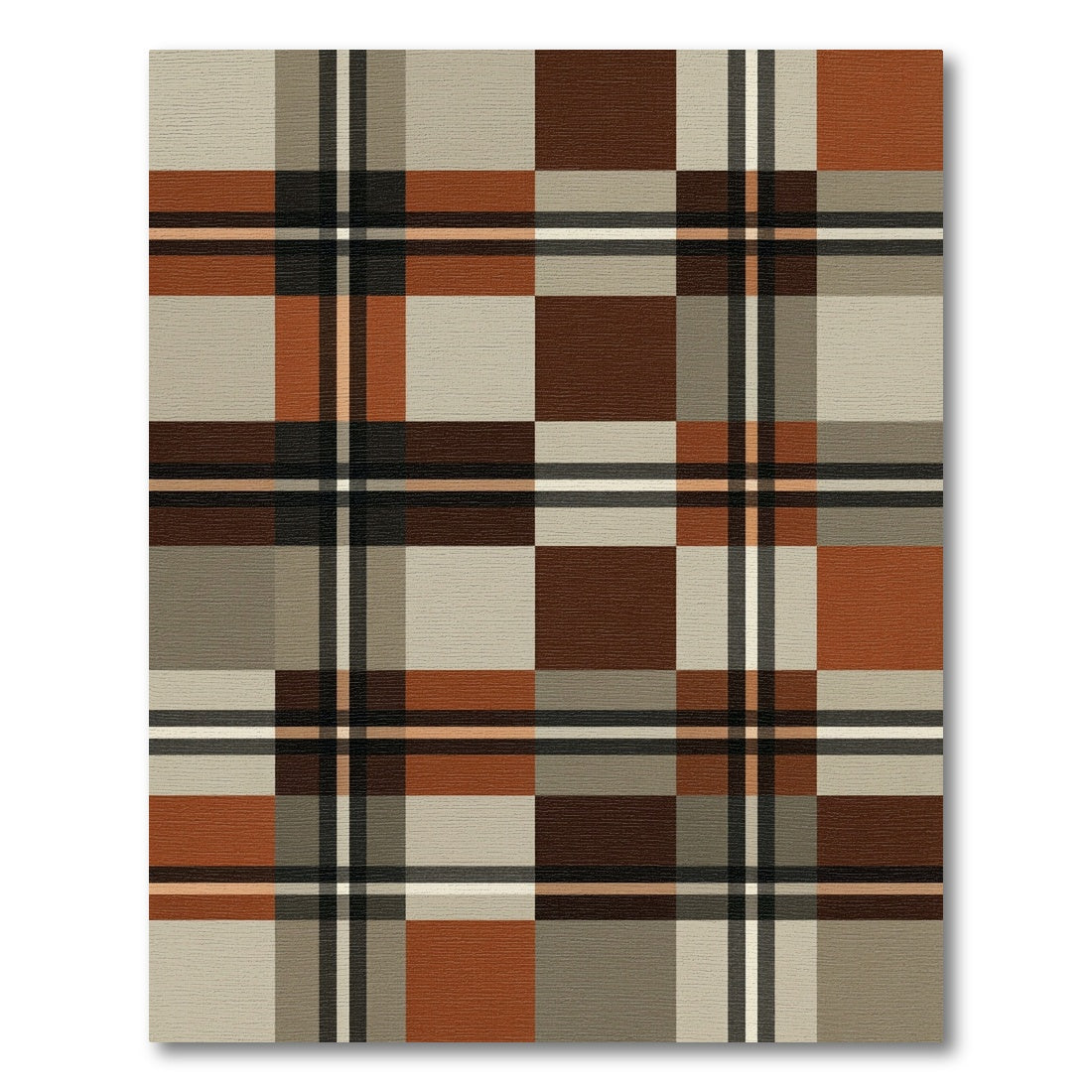 Modern Earthy Tonal Plaid Check Rug