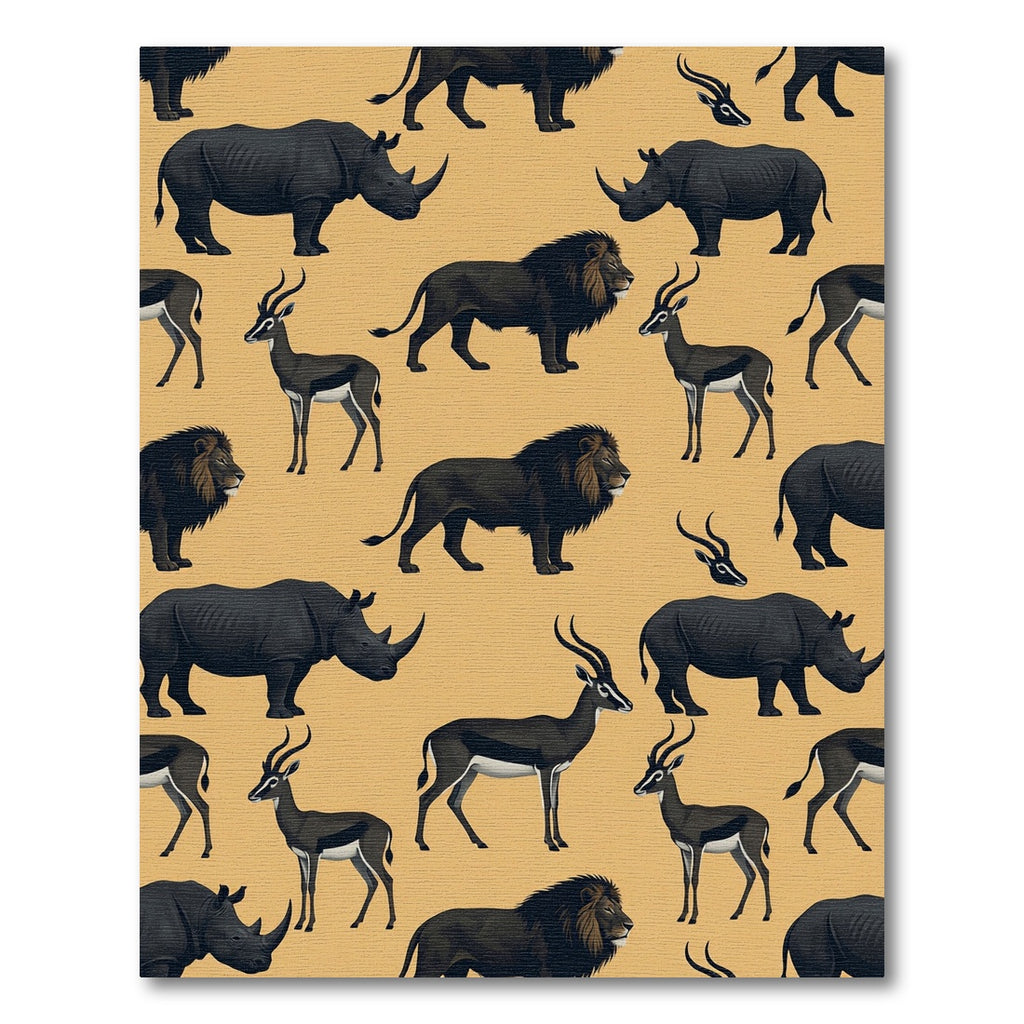 Black Wildlife Savannah Animal Silhouette Rug