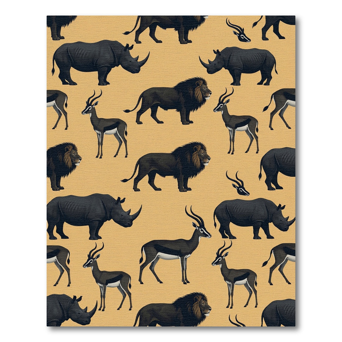 Black Wildlife Savannah Animal Silhouette Rug