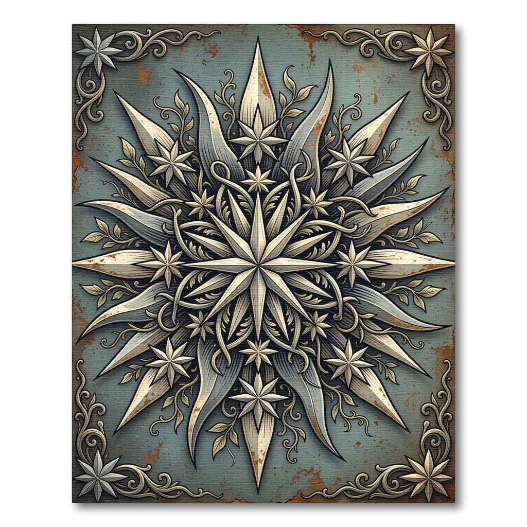 Antique Metallic Starburst Floral Rug