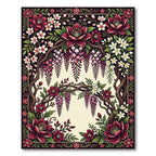Crimson Floral Arc Wisteria Bloom Rug