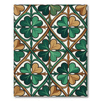 Celtic Clover Geometric Green Earthy Tile Rug