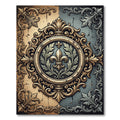 Gold Fleur de Lis Baroque Medallion Rug