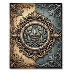 Gold Fleur de Lis Baroque Medallion Rug
