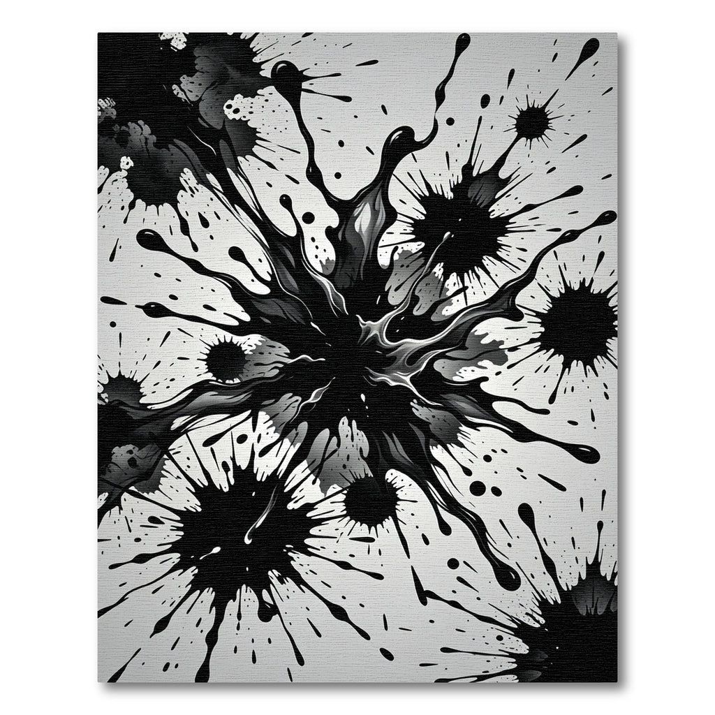 Black Ink Splatter Explosion Rug