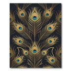 Elegant Golden Peacock Feather Luxury Rug