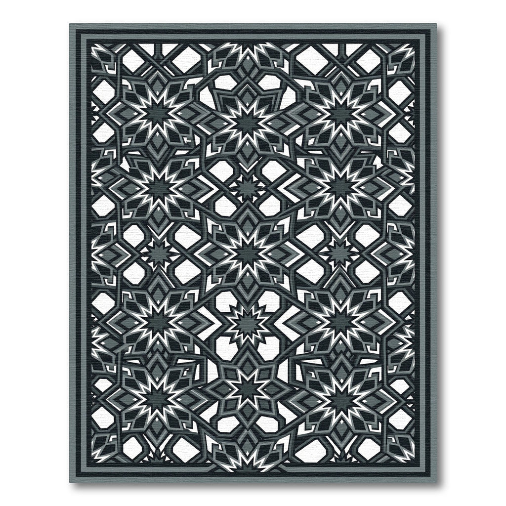 Charcoal Gray Intricate Geometric Medallion Rug