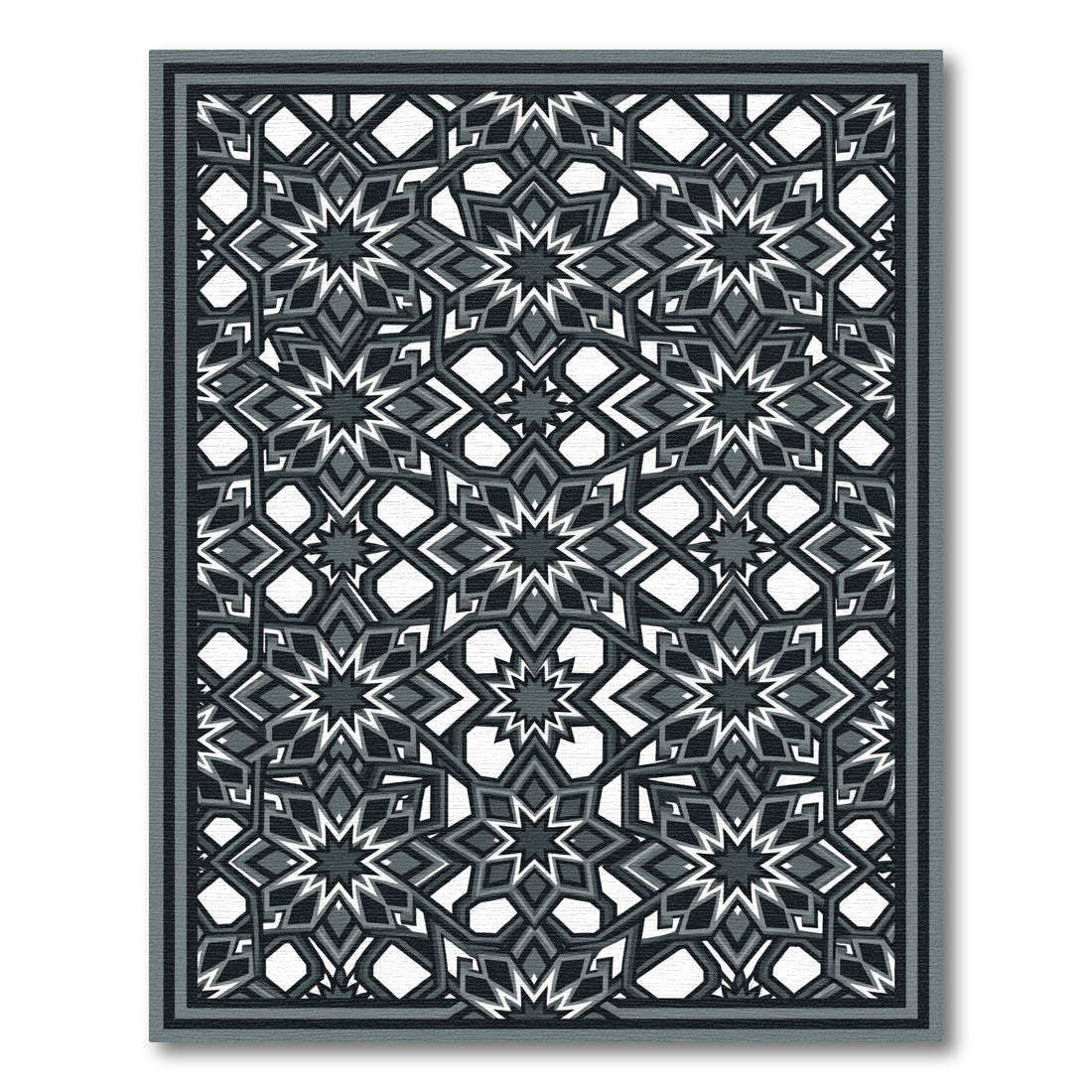 Charcoal Gray Intricate Geometric Medallion Rug