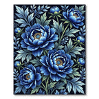 Elegant Blue Floral Peony Bouquet Rug