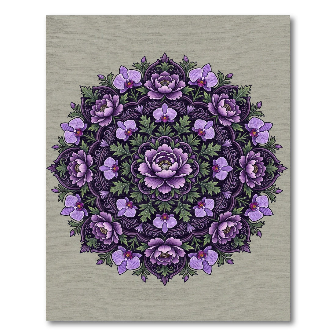 Ornate Purple Peony Orchid Mandala Rug