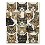 Whimsical Multicolored Feline Portrait Grid Rug
