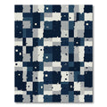 Abstract Navy Blue Checkerboard Blocks Rug