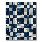 Abstract Navy Blue Checkerboard Blocks Rug