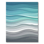 Abstract Blue Gray Wavy Layers Rug