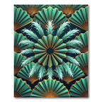 Art Deco Teal Fan Burst Rug