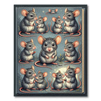 Whimsical Gray Mouse Illustration Rug