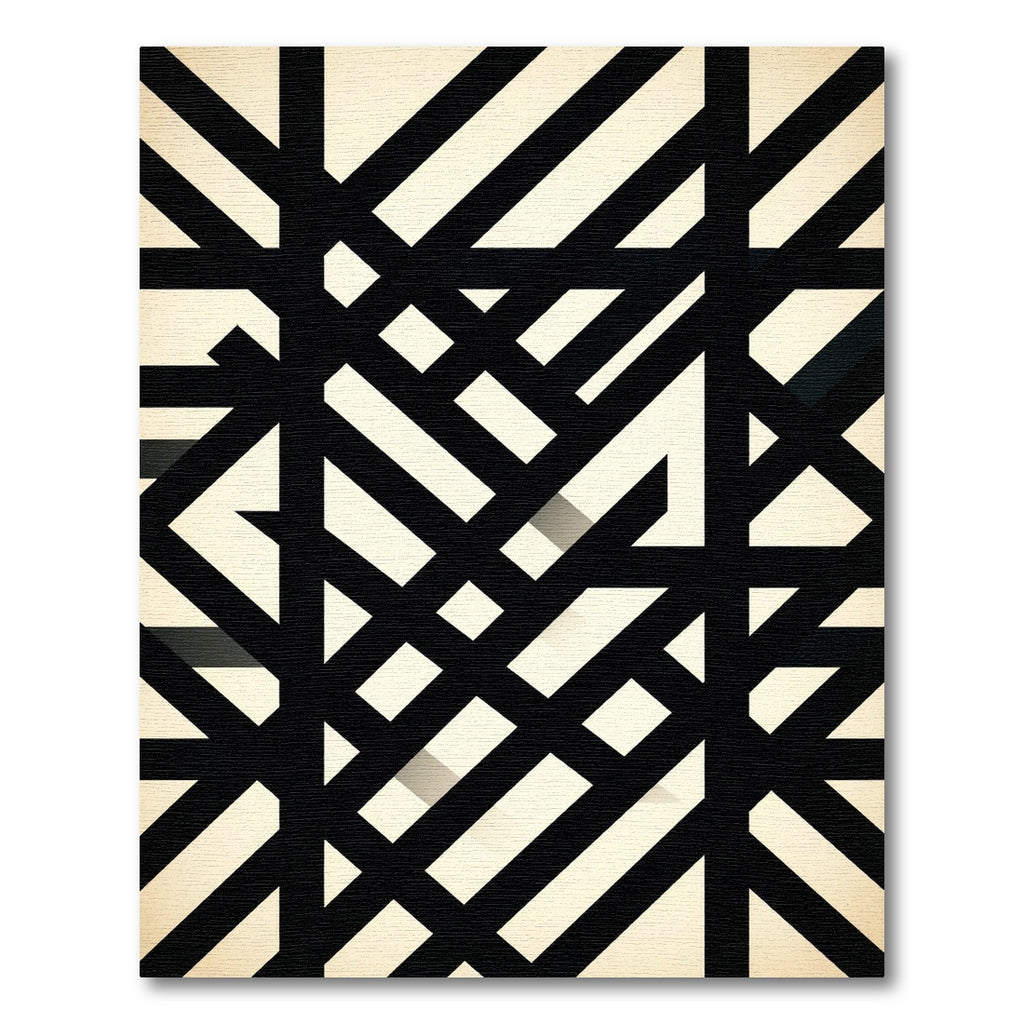 Stark Black Interlocking Stripe Rug