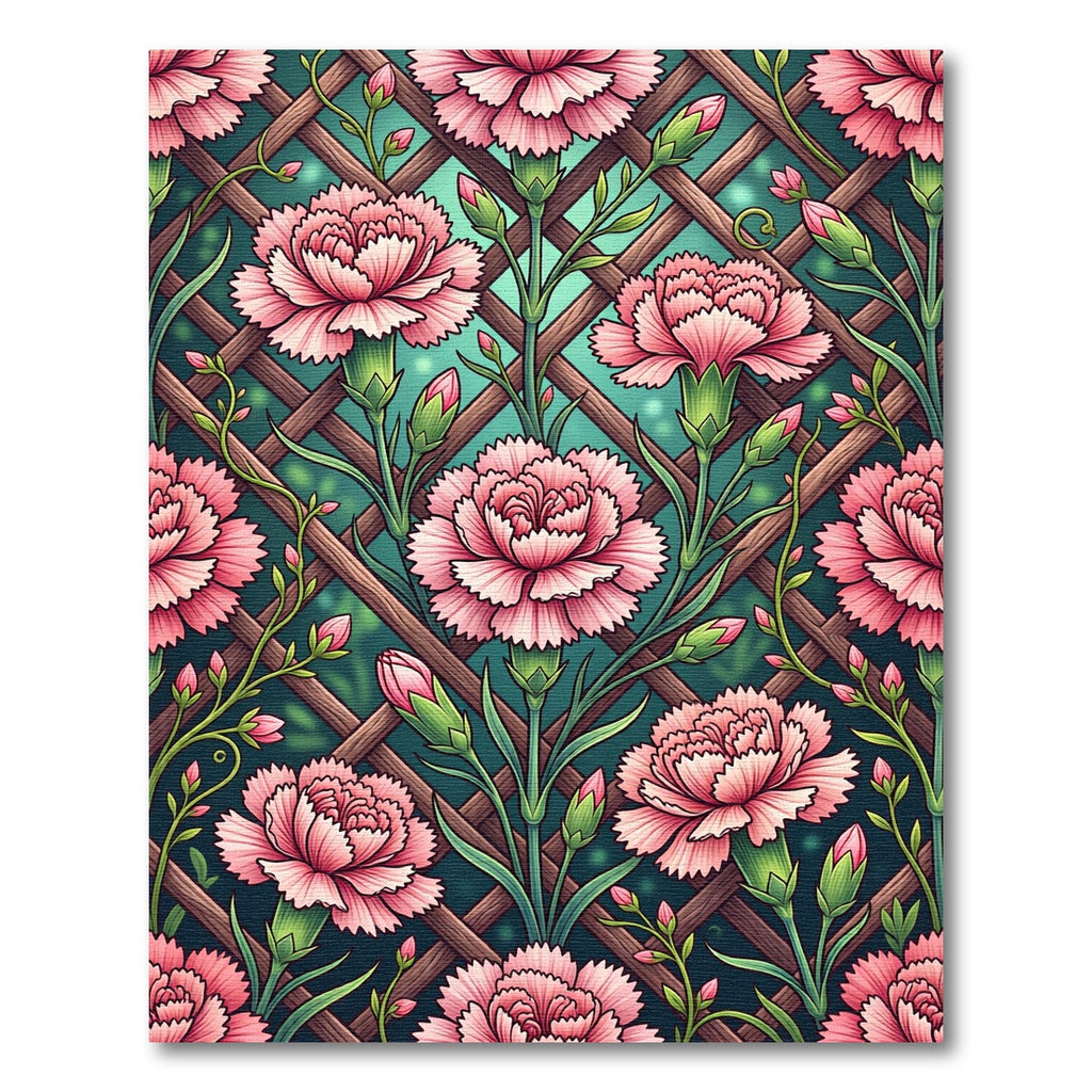 Pink Carnation Lattice Garden Rug
