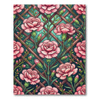Pink Carnation Lattice Garden Rug