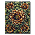 Autumnal Dahlia Blossom Botanical Artwork Rug