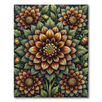 Autumnal Dahlia Blossom Botanical Artwork Rug