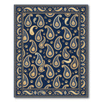 Navy Blue Paisley with Golden Paw Rug