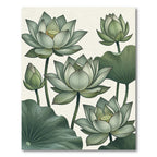 Botanical Sage Green Lotus Bloom Rug